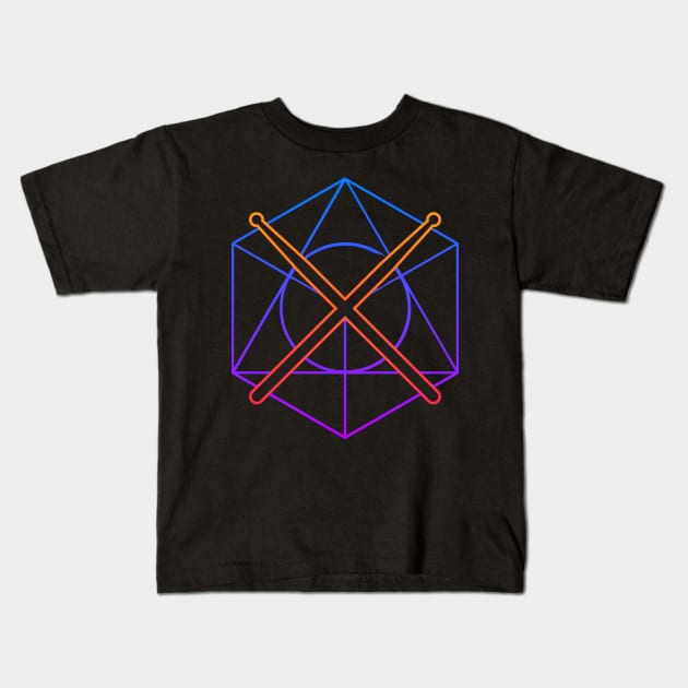 Psychedelic Sacred Geometry Drumsticks –– Drummer Design Kids T-Shirt by MeatMan